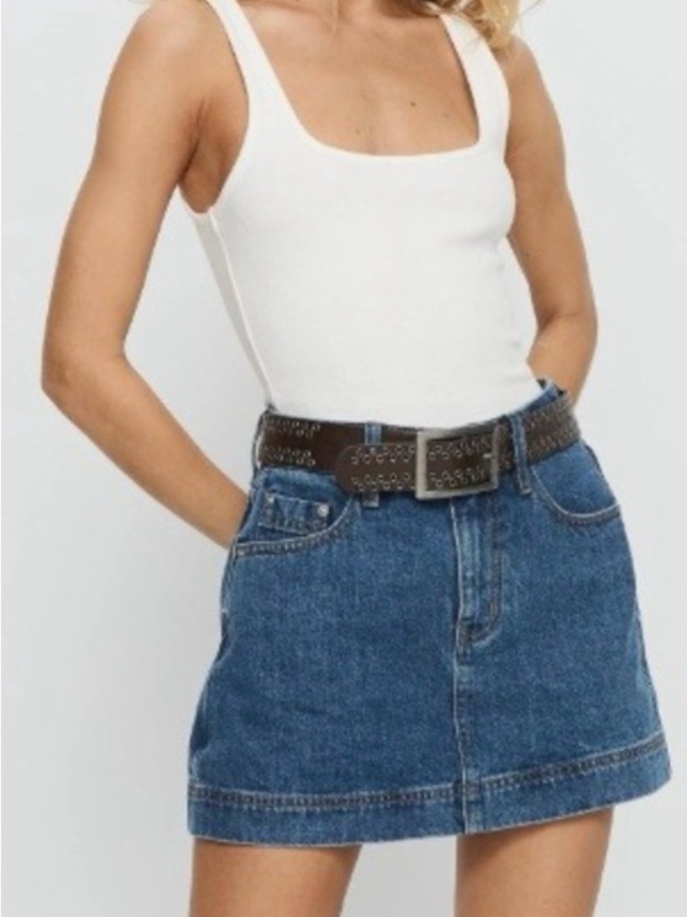 Princess Polly Gazelle Denim Skort | Size 2 | Mid Wash